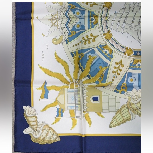 Hermes Blue and Gold Nautical Silk Scarf - Picture 5 of 12